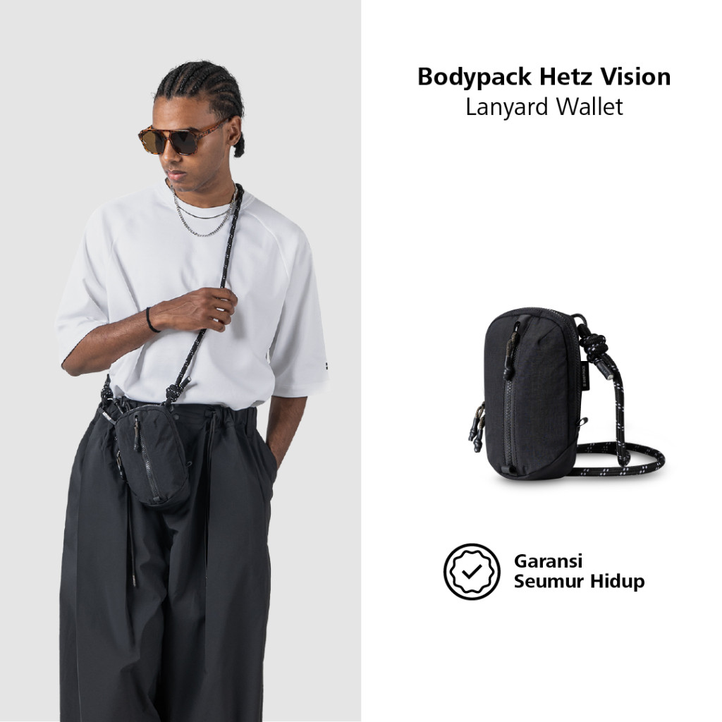 BAGINBRO Bodypack Hetz Vision  Travel Pouch Tas Dompet HP Selempang Kecil Ringan dan Kuat - Hitam