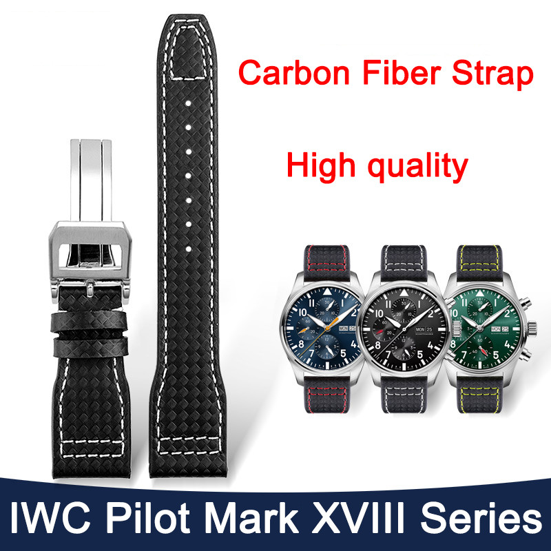 For IWC Pilot Little Prince Wat with Men's Leather Mark Eighteen Carbon Fiber Wat Strap IWC388101 IW