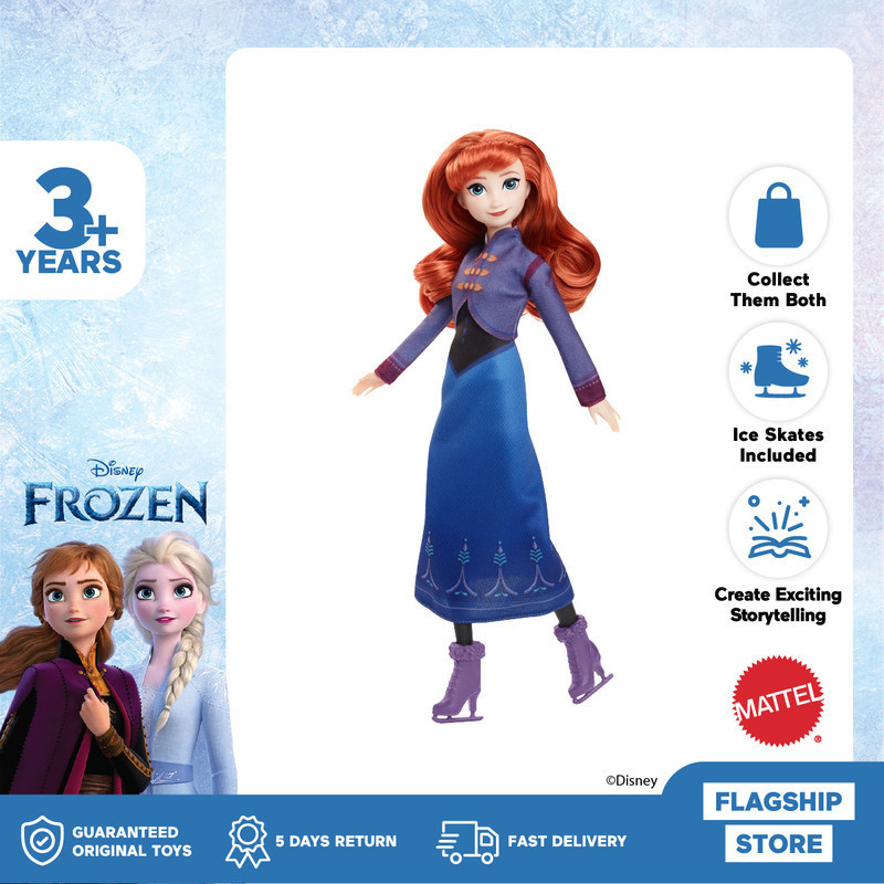TERBAIK- Disney Frozen Ice-Skating Anna Fashion Doll - Mainan Boneka Anak Perempuan