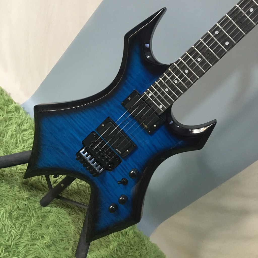 Blue BC RIch Electric Guitar Black binding Solid Wood Dot Inlay Last one Free Ship