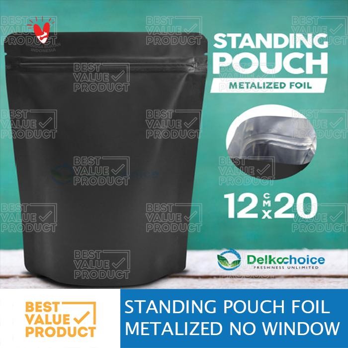 (PACK) STANDING POUCH FULL ALUMUNIUM BERWARNA KEMASAN PREMIUM 12 x 20