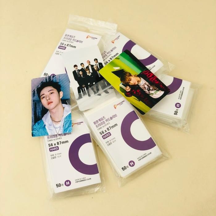 TOPER Inner Sleeve Popcorn Hijau 63.5 x 88 mm Ungu 56 x 87 mm Photocard Plastik Kartu Board Games Ha