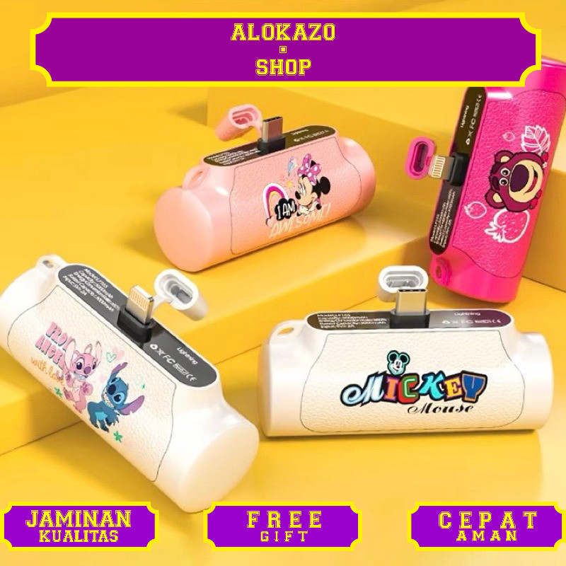disney theme mini power bank 5000 Mah pocket capsule powerbank lotso mickey stich