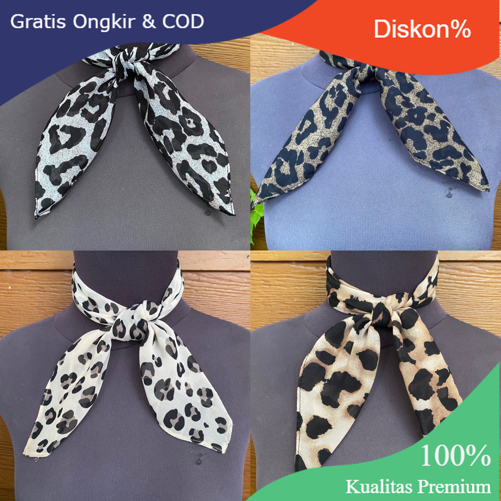 Diskon 11.11 BANDANA KOTAK SYAL LEOPARD MOTIF MACAN UNISEX MULTIFUNGSI NECK SCARF SCRAFT SKENA SIMPU