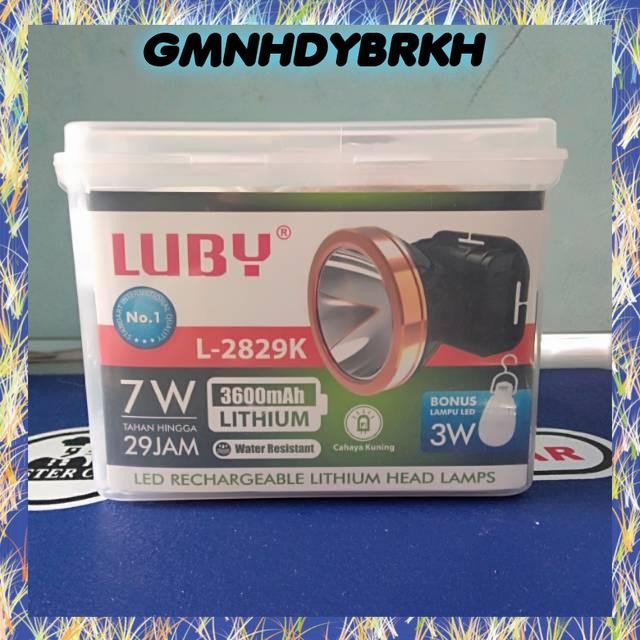 Senter Kepala Cahaya Kuning Putih 7 Watt Luby L 2829 K L Free Dc Lamp - Putih