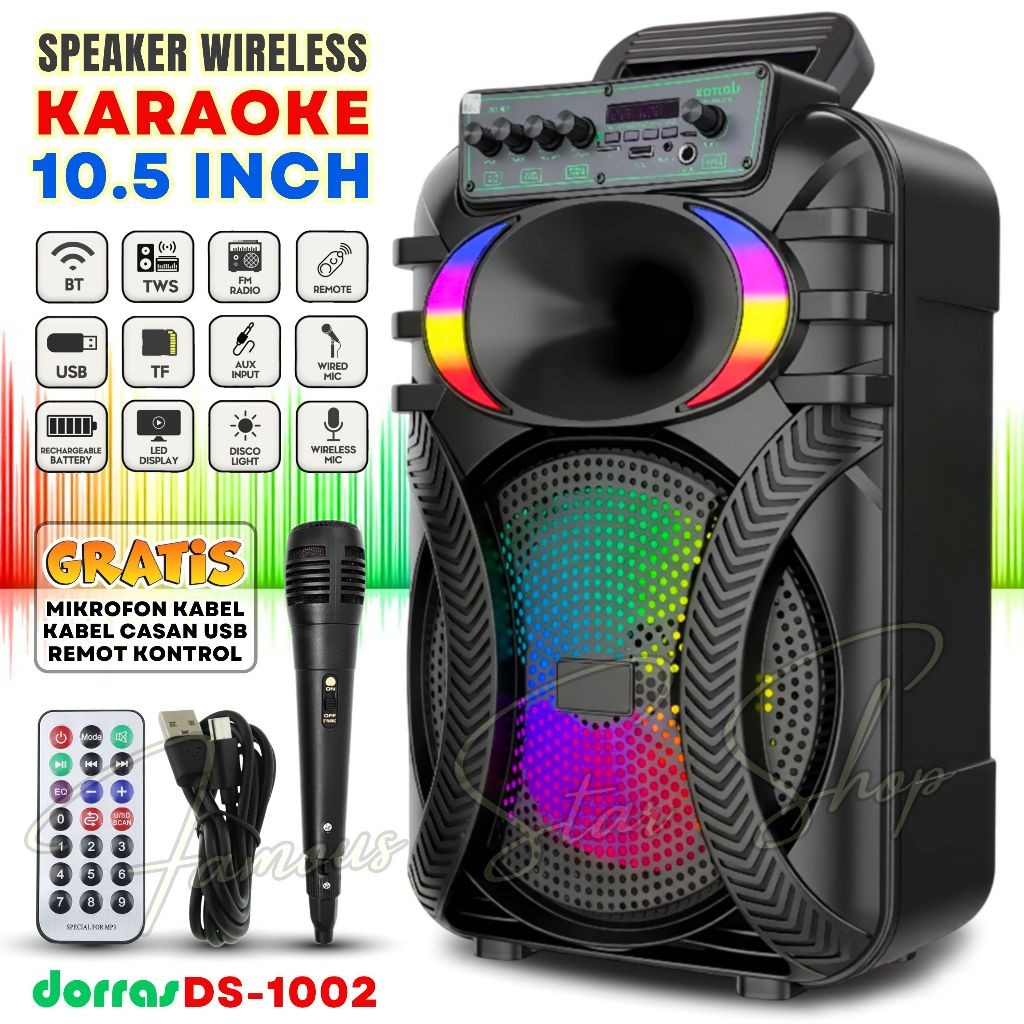 PROMOOO 10.5 Inch FULL BASS Speaker Bluetooth Karaoke Wireless Speaker TV, HP, Laptop, Komputer SPEA