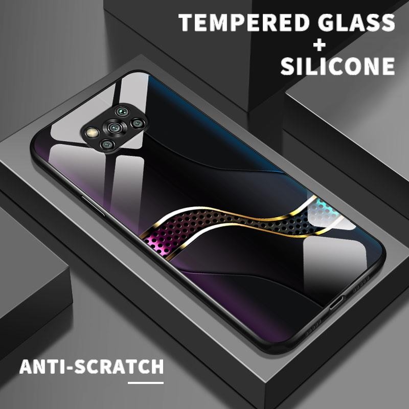 Kaca Glass Case Xiaomi POCO X3 Pro X5 5G C31 C55 C65 M2 M3 M4 M5s M6 4G Silikon Back Cover Esports H