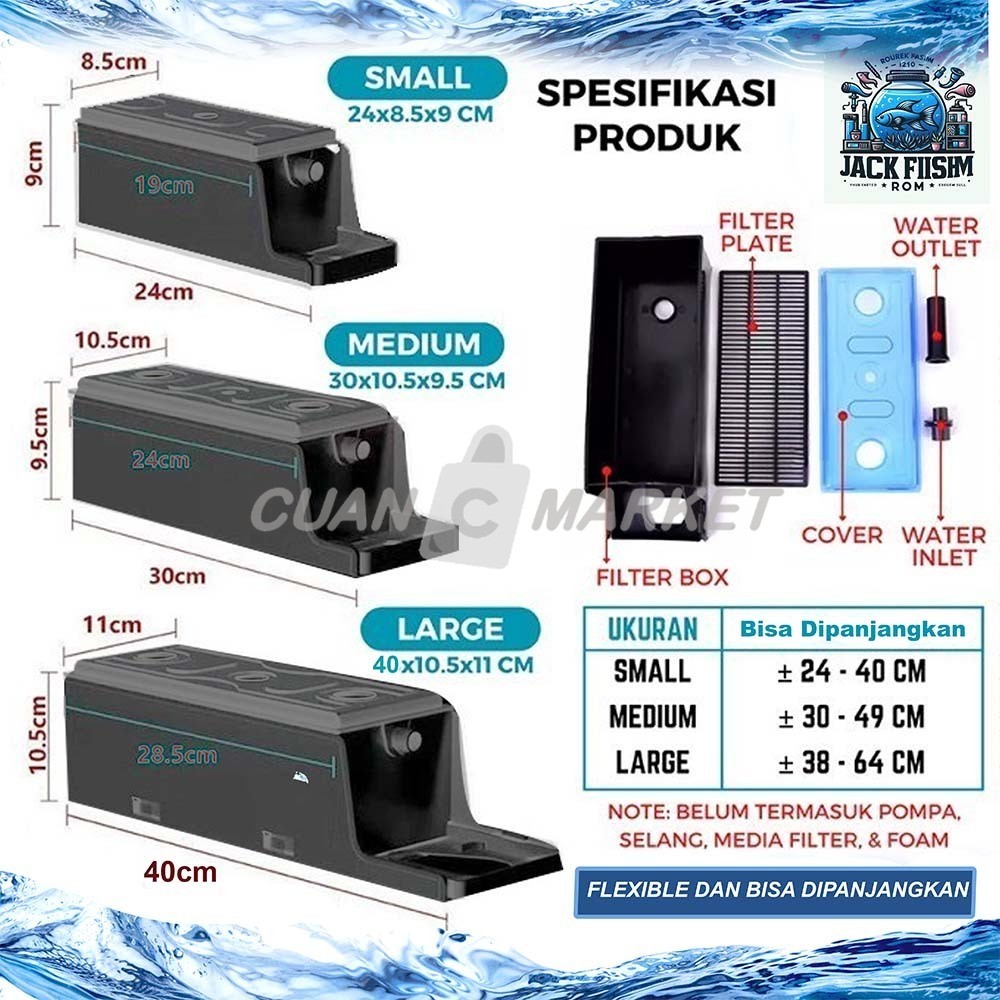 TOP FILTER BOX KECIL-SEDANG-JUMBO AQUARIUM FILTER ATAS KOSONG