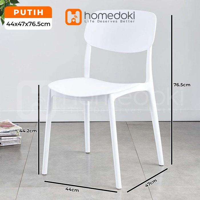 Homedoki Kursi Makan plastik/ kursi murah/ kursi plastik cafe/ Kursi Belajar - Putih