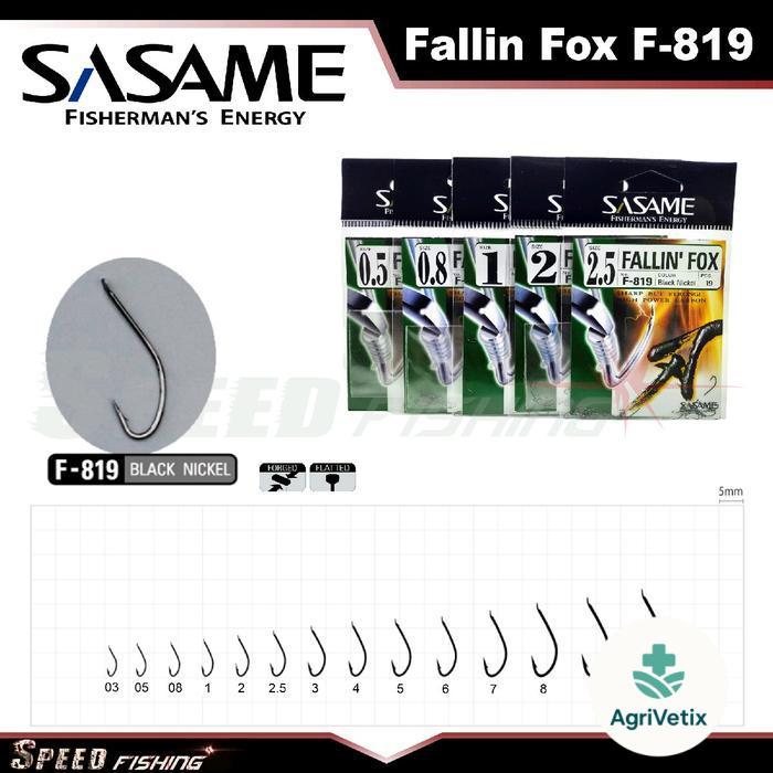 Hooks SASAME Fallin Fox F-819 Tanpa Lubang Mata Kail Kuat - 0.3
