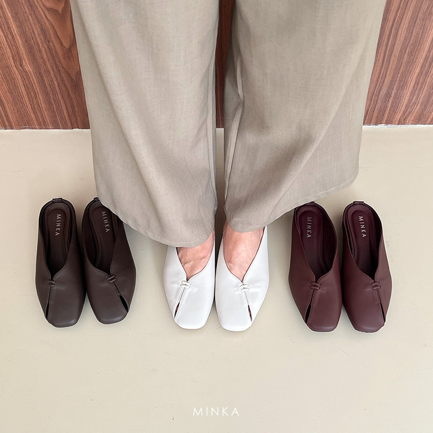 MINKA Yara Square Toe Mules 2cm Block Heels