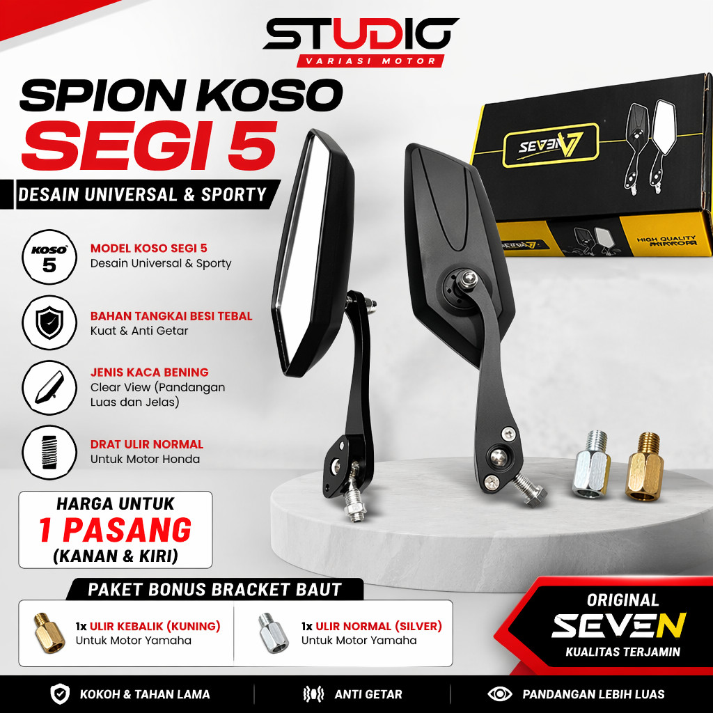 Spion Koso Segi 5 Universal Sepeda Motor Original SEVEN Variasi Beat Vario Scoopy Nmax
