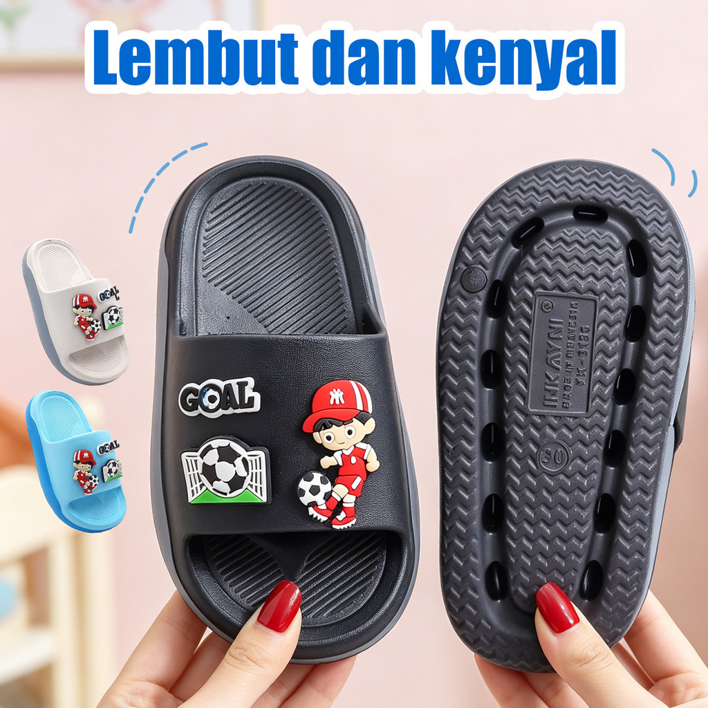 INKAYNI Sandal Football GOAL Sandal Crocs Anak Laki Laki Sandal Lebaran Remaja Piala Dunia Sandal Ad