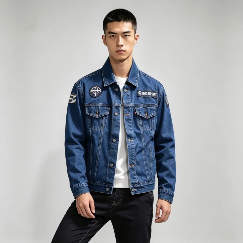 Jaket Jeans Denim Bordir Emblem Pria - BMTH biowash