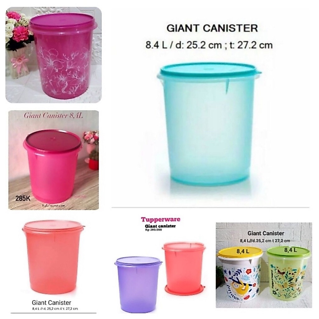 Tall Giant Canister 10L Tupperware dan Giant Canister 8,4L Tupperware