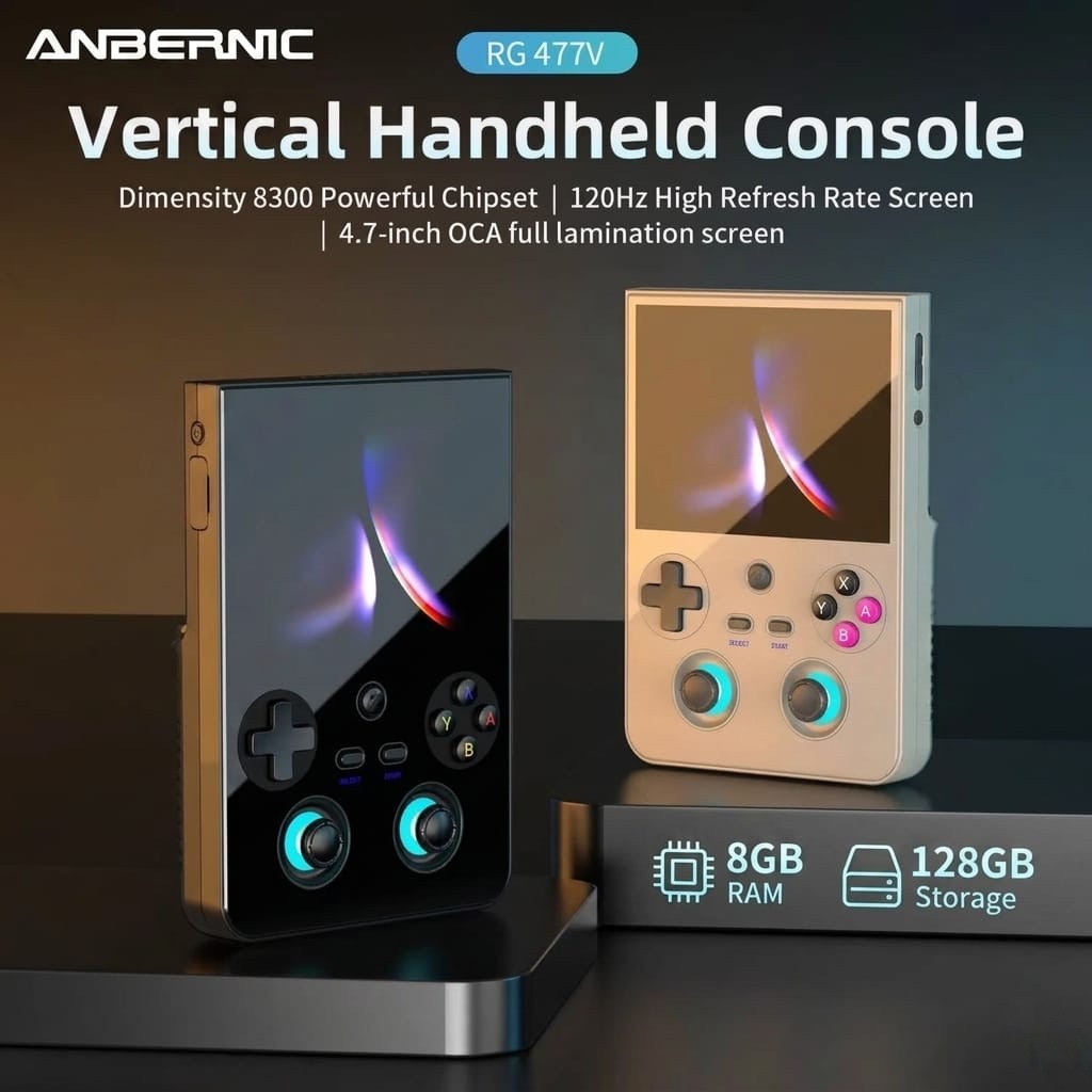 Handheld Game Console Android 14 4.7 Inch Touchscreen 120Hz Portable Retro Gaming Emulator - ANBERNI