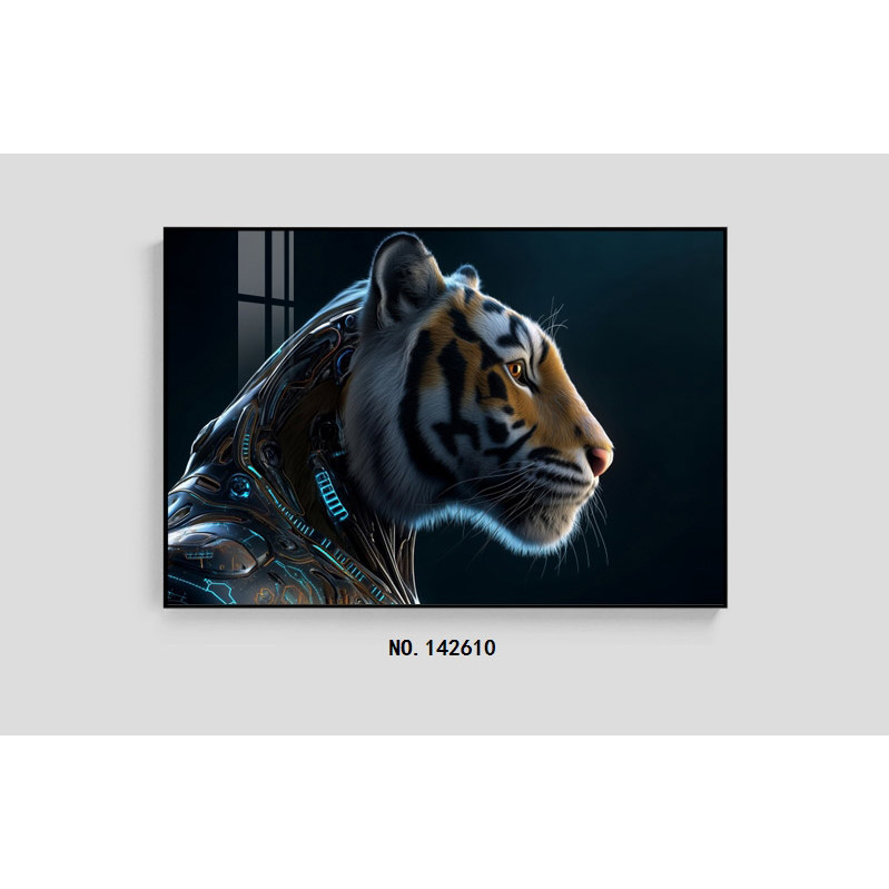 Wallpaper Lukisan Canvas Harimau Robot Futuristik Cyberpunk Wall Art Hiasan Dinding Ruang Tamu Kamar