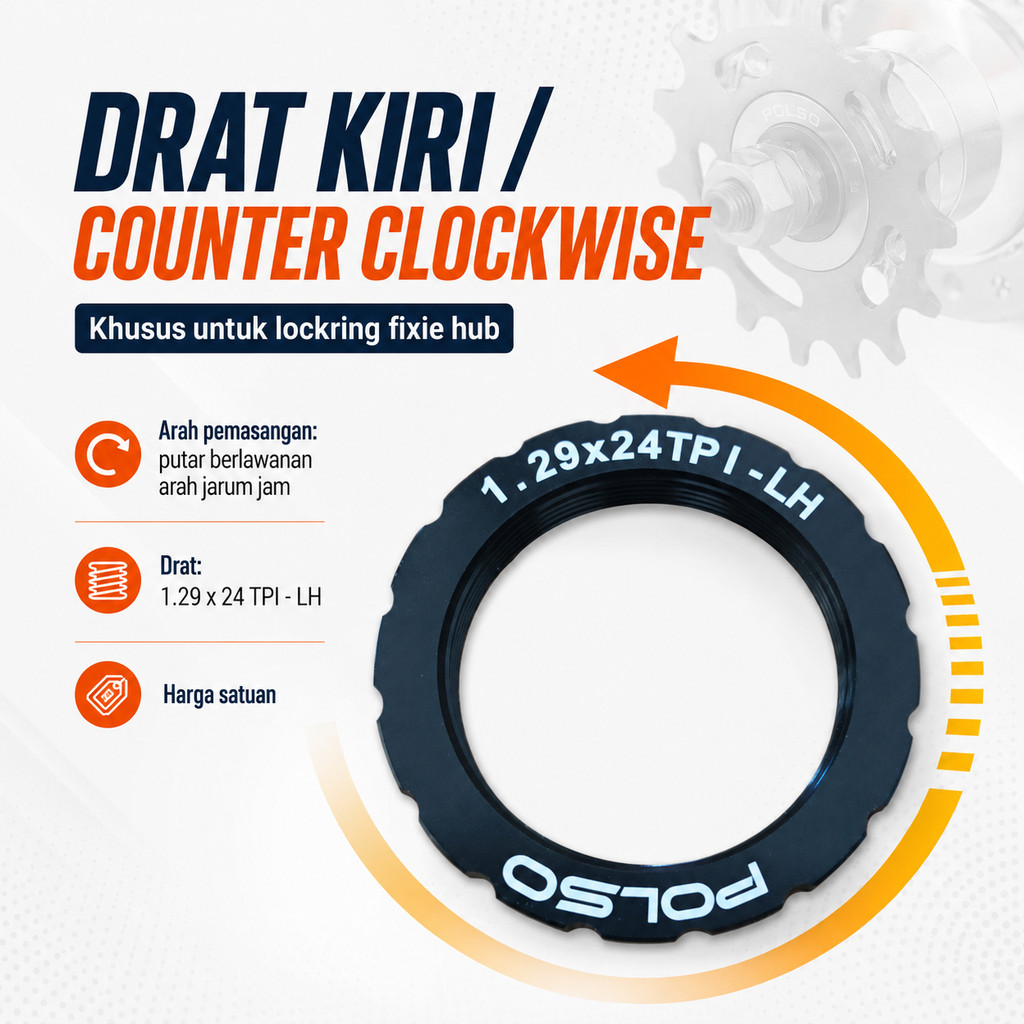 Lockring Pengunci Hub Fixie Polso Gear Freehub COG Sprocket Female Axle Fixie Drat Kiri