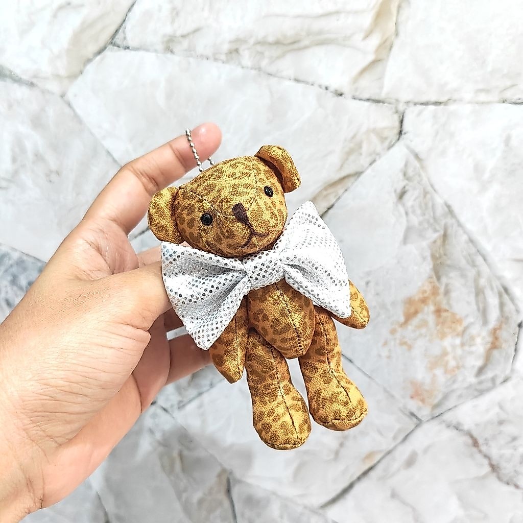 Boneka Ganci/Keychain Teddy Bear Tully's Coffee Artikulasi Jointed