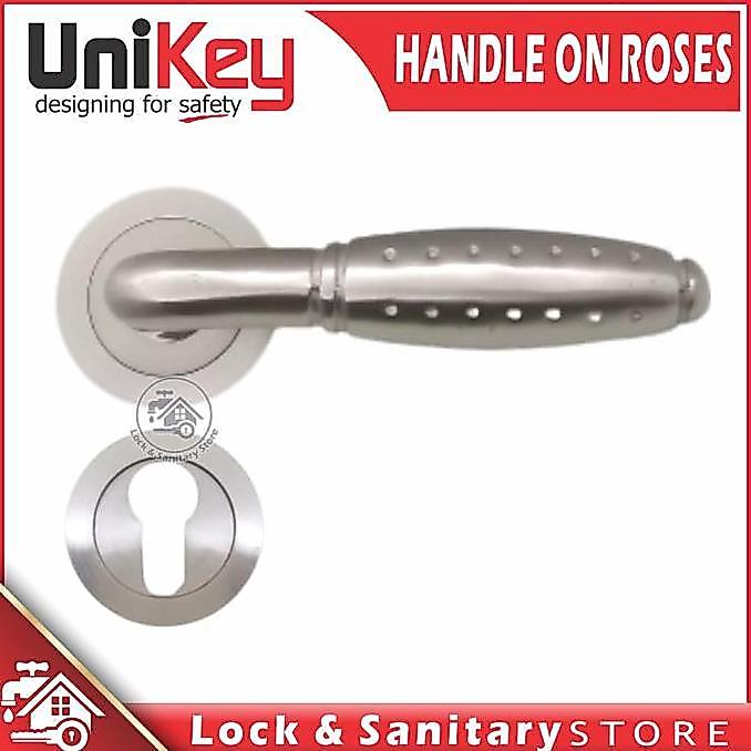 Handle Pintu HANDLE ROSES UNIKEY HRE UK 004.90 DOT SN/CP Handle Pisah