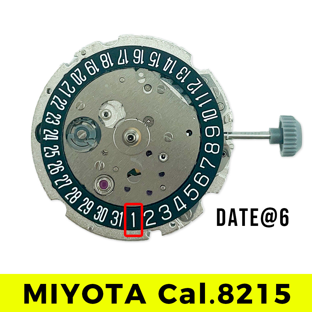 Miyota 8215 Movement with Black Date Wheel (Date At 6) Quick Date Setting Stop Second Device (Hackin