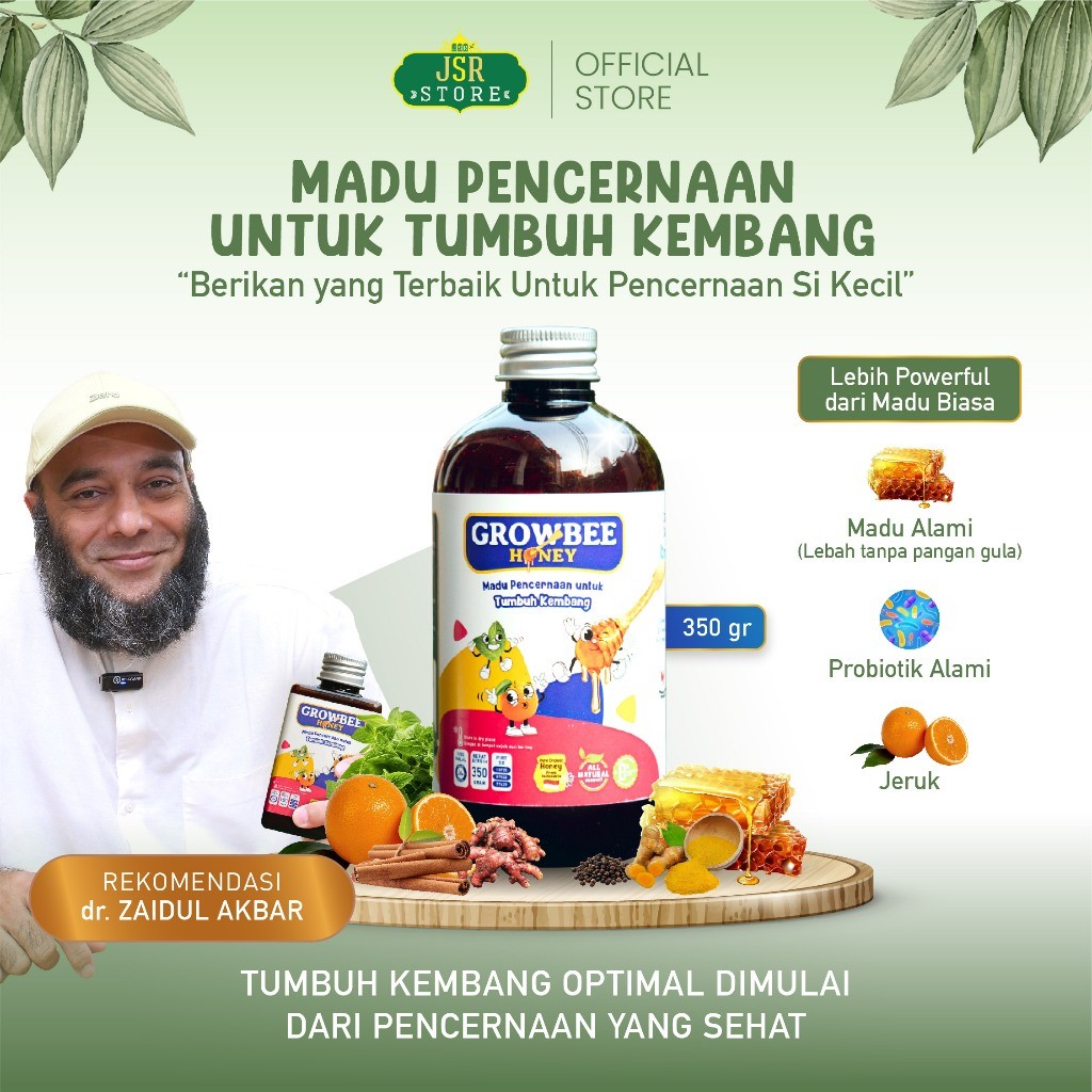 

Growbee Honey Madu Pencernaan Untuk Tumbuh Kembang 350gr & 150gr - Mengatasi masalah pencernaan anak