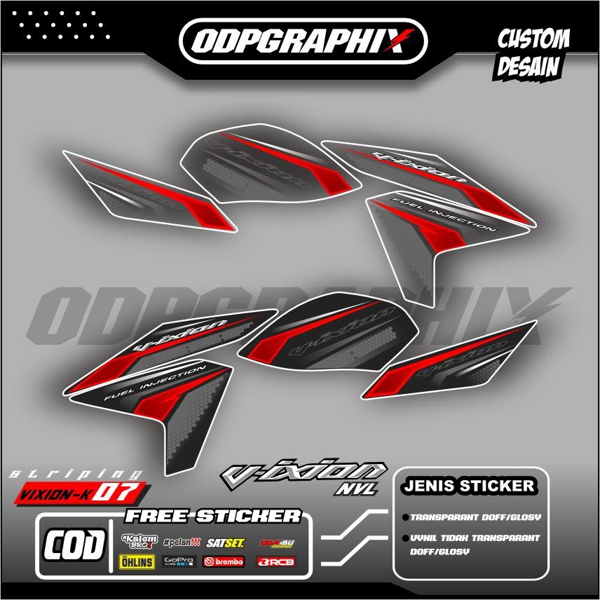 Striping Sticker Transparan Vixion NVL Terbaru – Bahan Premium Max Decal UV Anti Pudar NEW Motif Cos
