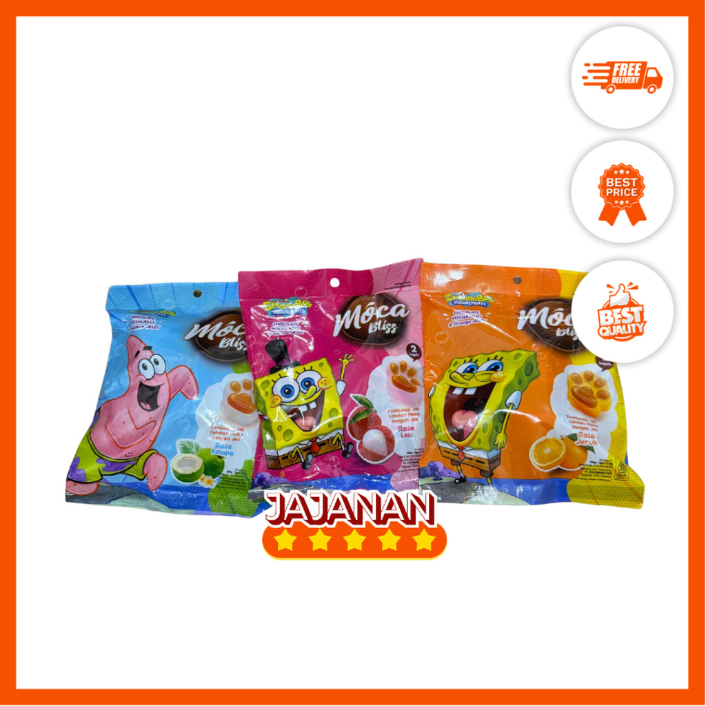 

Moca Bliss Jeli Rasa Kombinasi Coklat Jeruk/Leci/Kelapa isi 10 pcs x20gr | Jajanan Snack Grosir Termurah