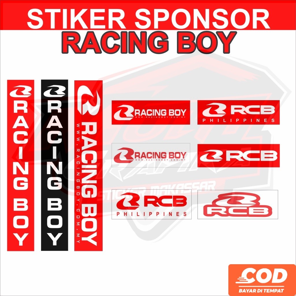 STIKER RACING BOY STICKER RCB SPONSOR SHOCK DEPAN