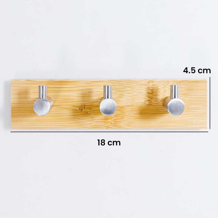 

Gantungan Kapstok Hanger Baju Stainless Tempel Kuat Dinding Tembok - 3 Hook Wooden