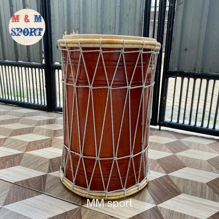 Hajir Marawis Polos Kayu Mahoni Diameter Kulit 29 cm Tinggi 49 cm Alat Tradisional