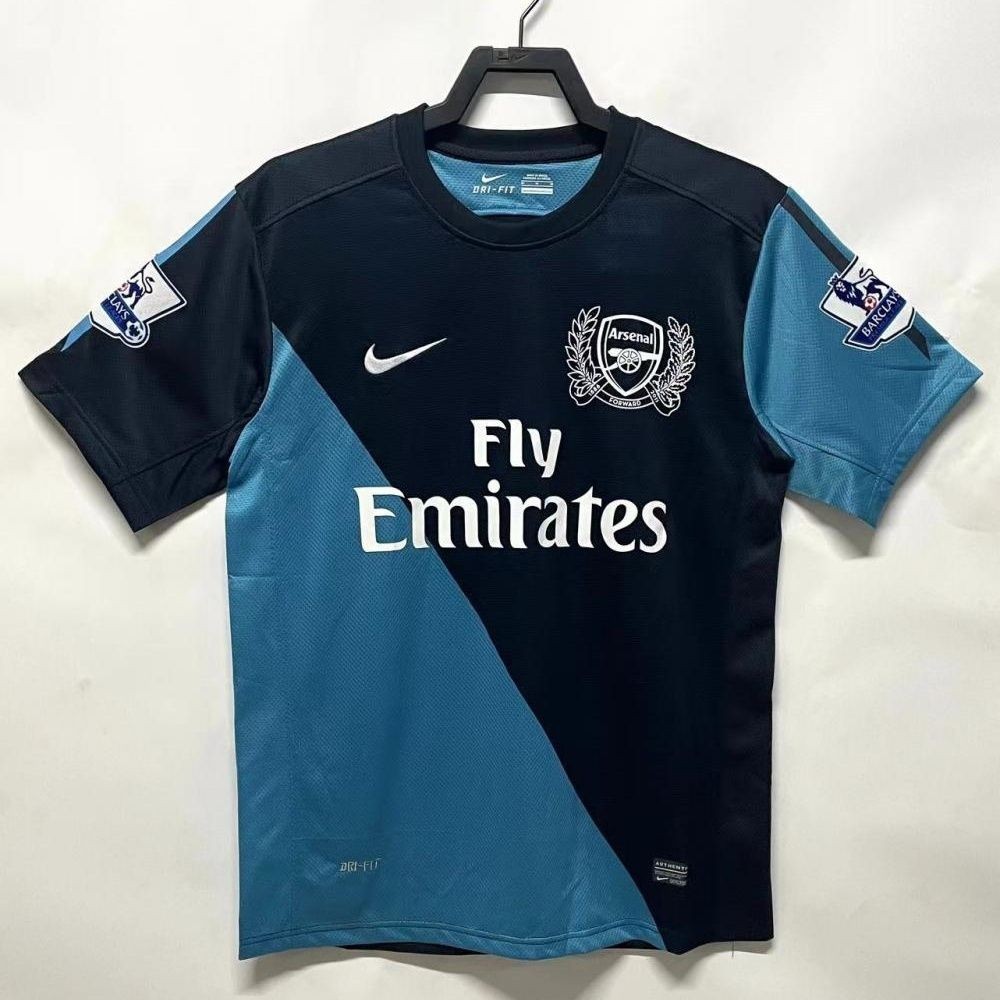 2011-12 Arsenal Away (Biru-Hitam) dengan Jersey Sepak Bola Liga Premier T shirt pria
