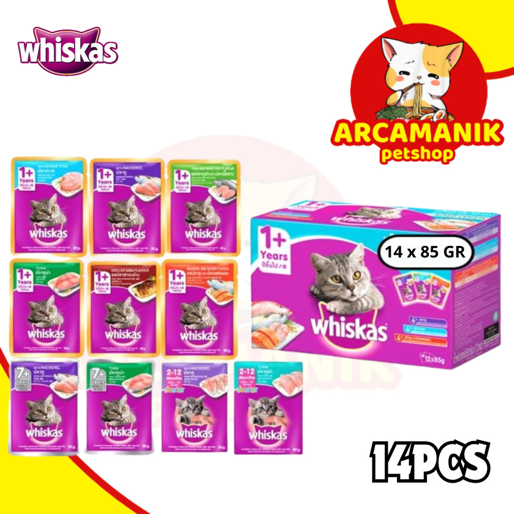 Whiskas Pouch 1 DUS ( isi 14 ) Kitten & adult ALL VARIANT