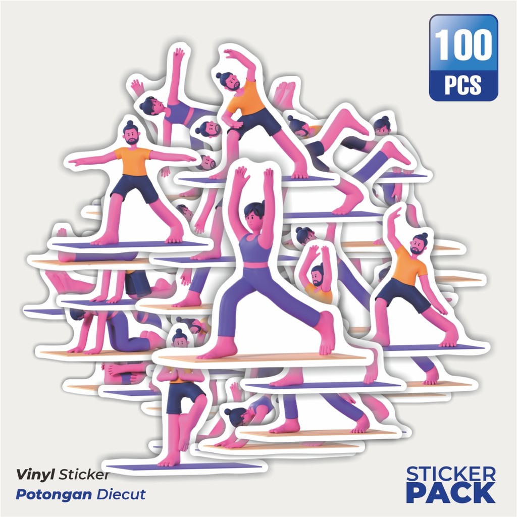 

Super Hemat! 100 PCS Stiker Yoga Pose Waterproof Aesthetic- Untuk Laptop, Motor, dan Helm - Paper Stationery Pack