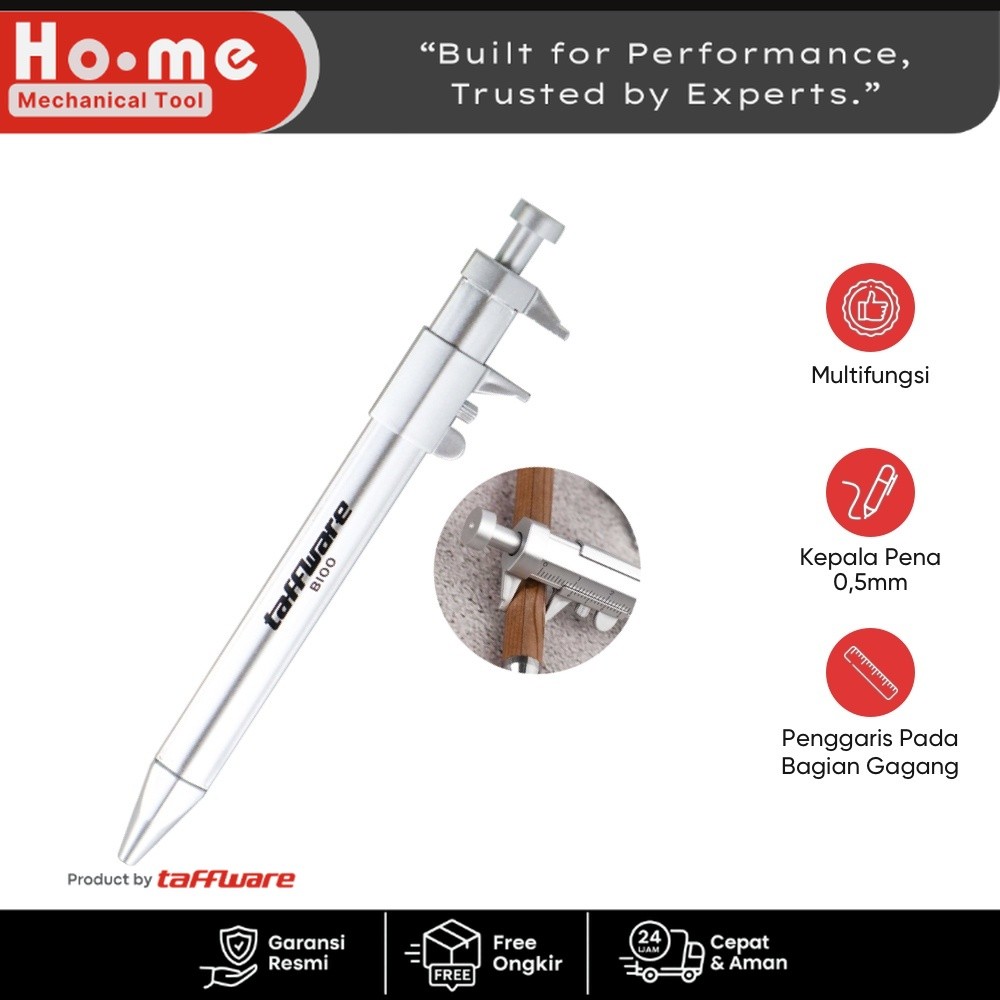

Taffware Pena Pulpen Multifungsi Ballpoint Pen Caliber Measuring Tool Scale Ruler - B100