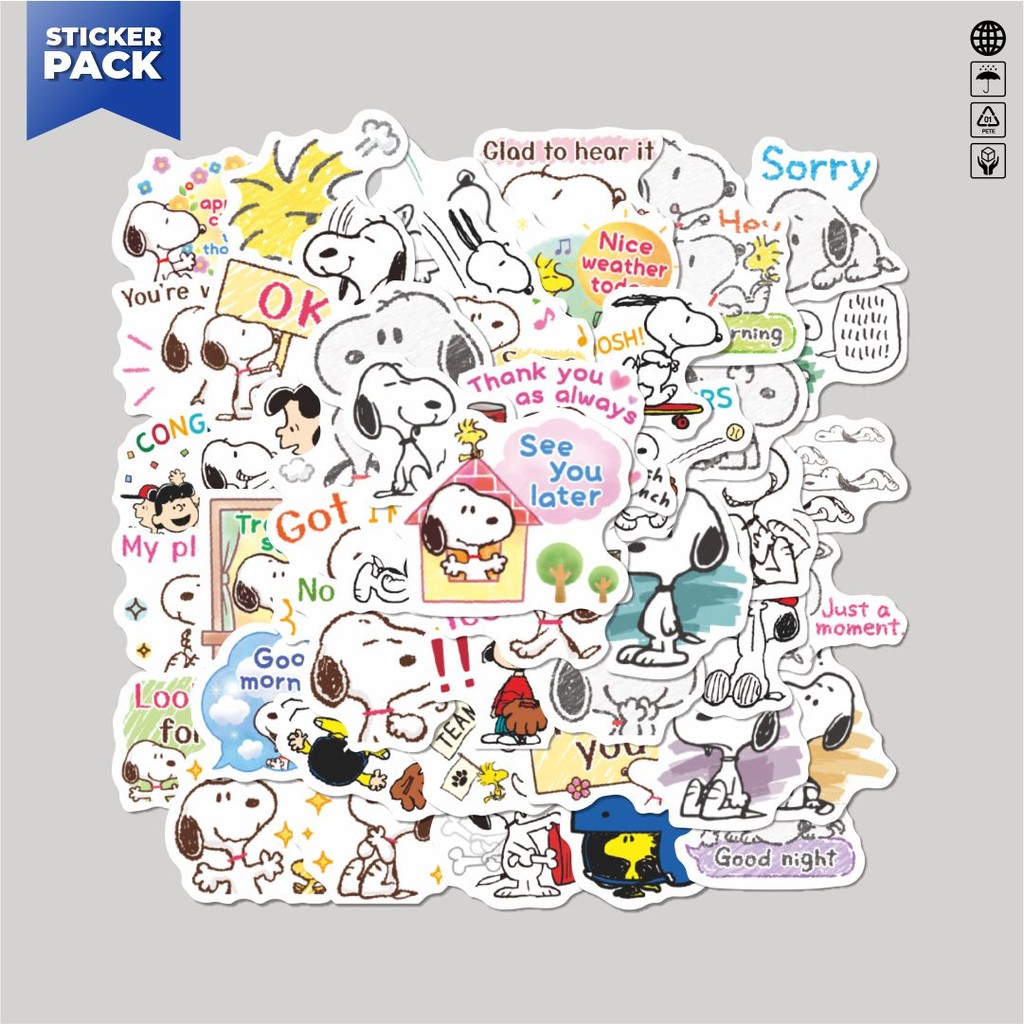 

[100PCS]Stiker Pack Stiker Kartun Snoopy V12 Aesthetic Vinyl Anti Air Dekorasi Sticker Laptop Buku Journal Koper Helm Casing HP Gitar Helm Skateboard
