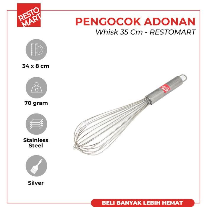 

Pengocok Adonan / S/S Whisk With Hanging Hook 35 cm RESTOMART Stainless Steel (2413027) (F12) - 1pcs