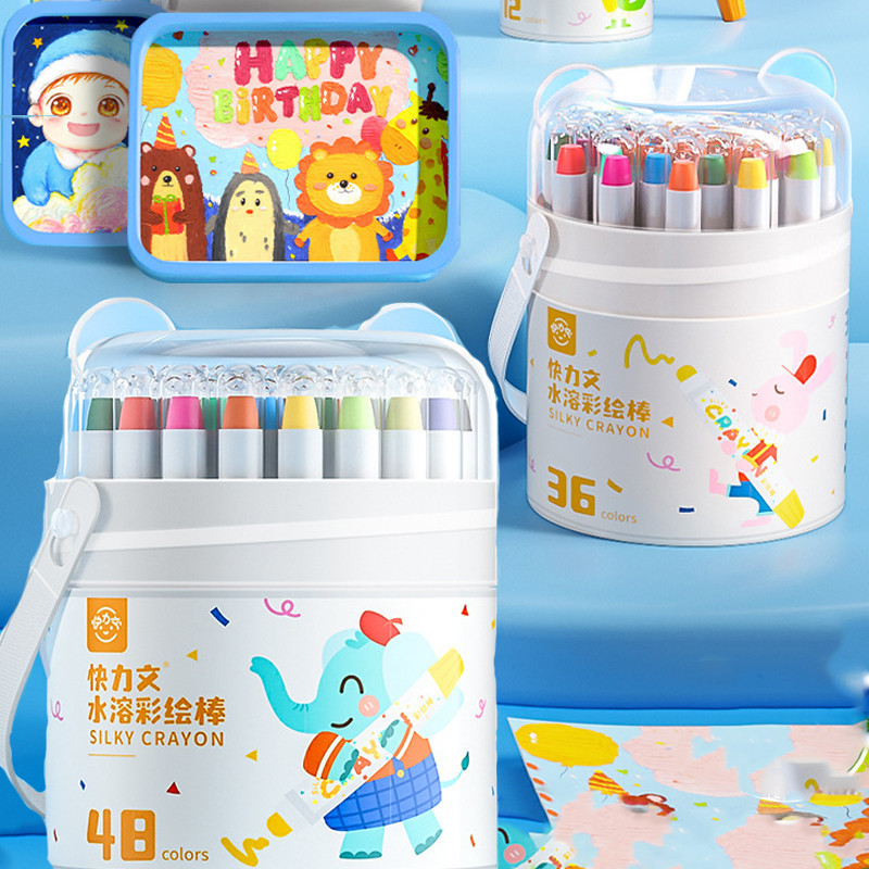 

New Crayon Putar Washable 36/48 Color Kids yang Dapat Dicuci Seni Gambar Pastel Minyak（Free Brush）Premium