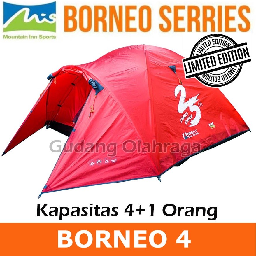 Tenda TENDAKI Mis Borneo 4 Mountain Inn Sports / Tenda Camping Dome Borneo 2 3 4 Orang Double Layer