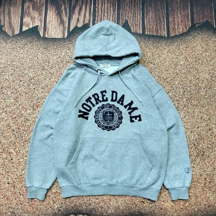 pullover hoodie abu abu BLESS YOU NOTRE DAME big logo bordir jemper murah bagus size XL