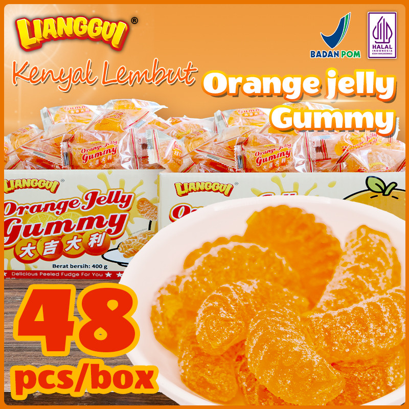 

48pcs Lianggui Permen Jelly Jeruk HALAL Cemilan Anak Kenyal Manis Snack Viral untuk Sekolah Travel ...