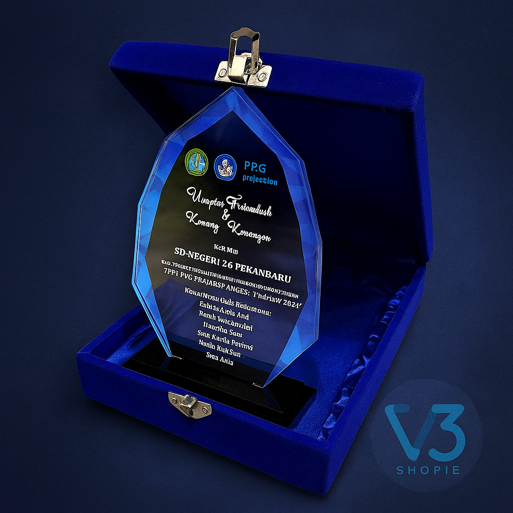 Plakat Custom Akrilik Ukir + Box – Plakat Penghargaan, Wisuda, Perpisahan
