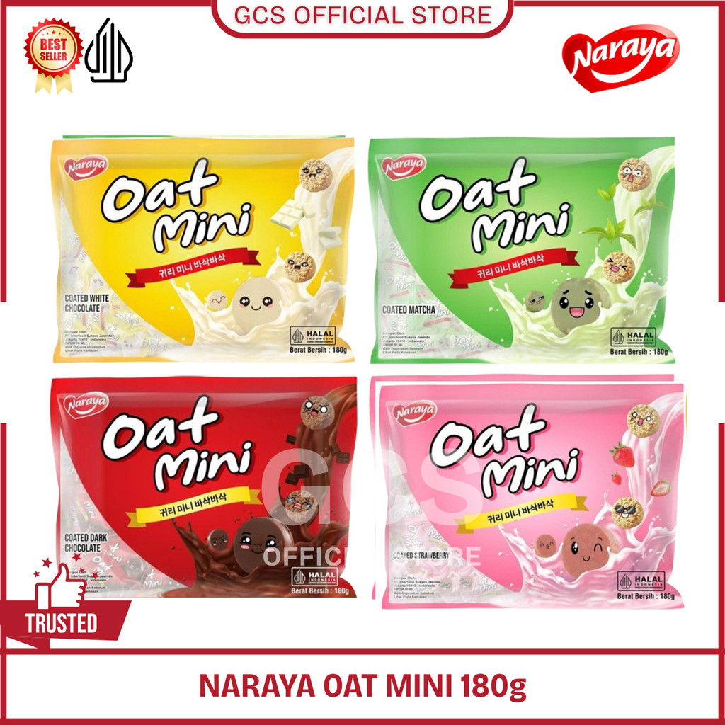 

Naraya Oat Mini Oatchoco Seral Granola Oat Coated Matcha White Strawberry Dark Chocolate Kemasan Bag 180g