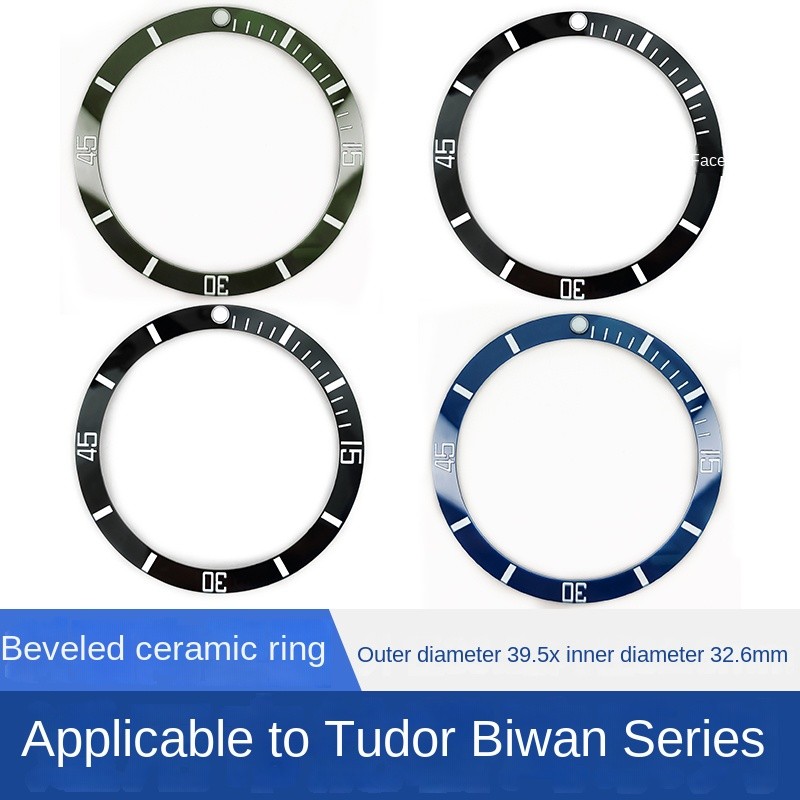 39.5x32.6mm Ceramic Watch Ring For Tudor Black bay Sloped Bezel ert Fit Scale Ring12 o'clock green l