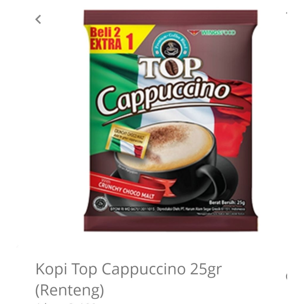

Kopi Top Cappuccino 25gr (15sachet)
