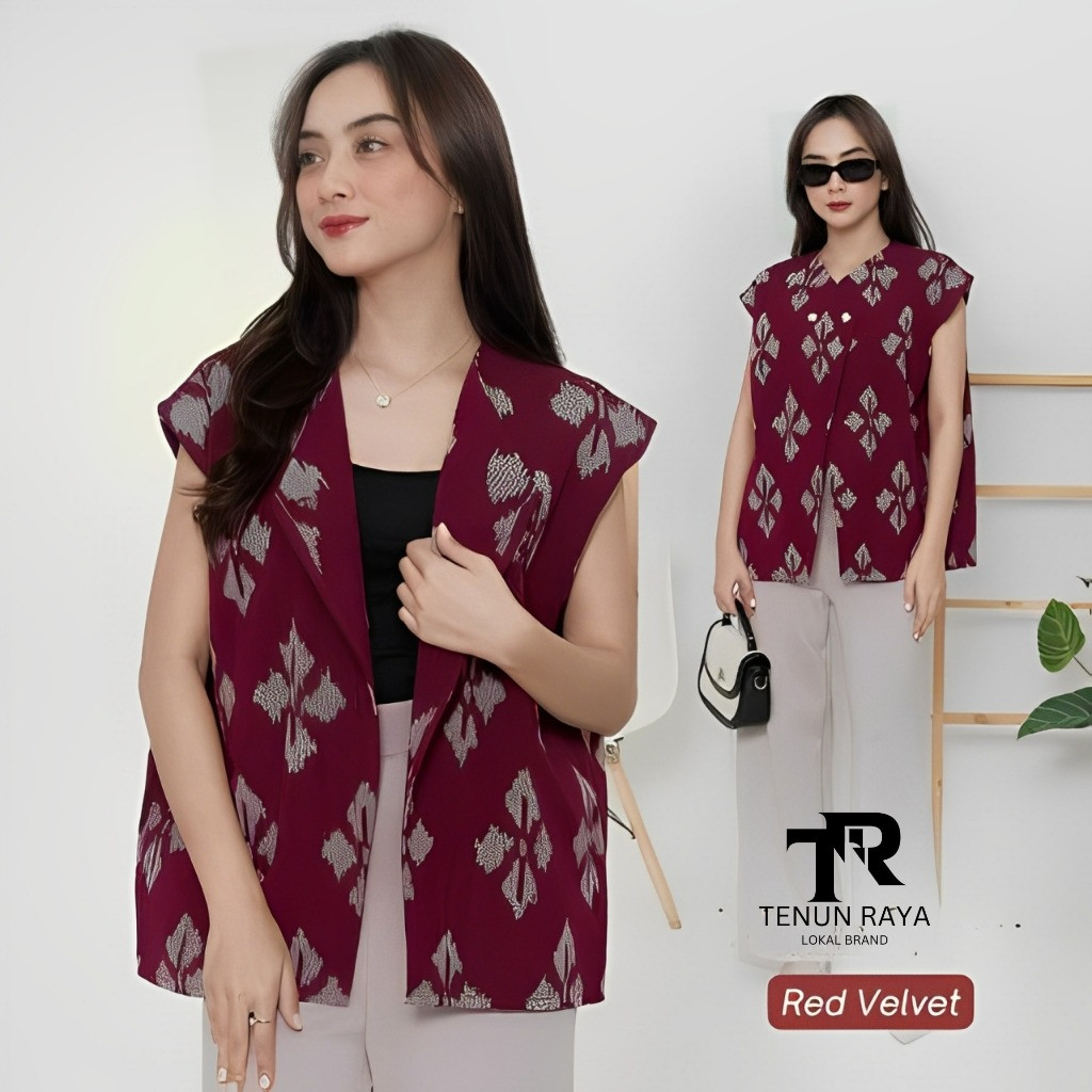Vest Tenun Etnik Toraja Sumba - Outerwear Tenun Atasan Kerja - Rompi Tenun Kasual