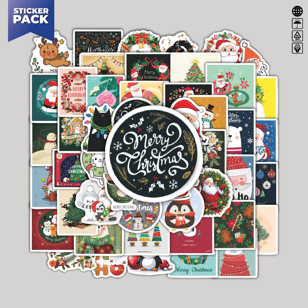 

[100PCS]Stiker Pack Stiker Tema Natal V1 Aesthetic Vinyl Anti Air Dekorasi Sticker Laptop Buku Journal Koper Helm Casing HP Gitar Helm Skateboard