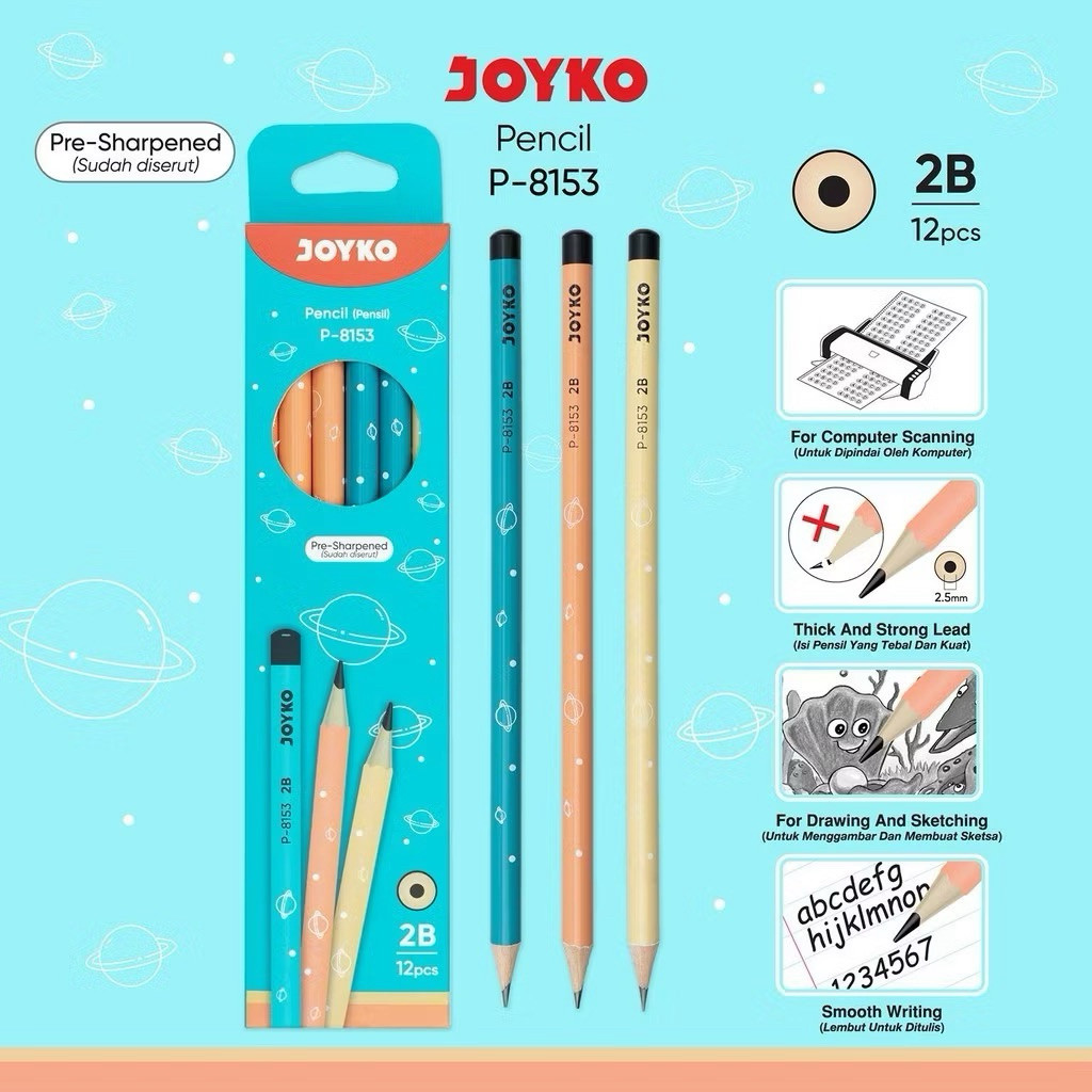 

Pensil Joyko P 8153 - Pensil 2b Pre Sharpened Sudah di Serut (Lusinan)