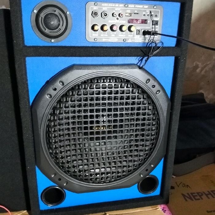 PROMO  Speaker Aktif Rakitan Sendiri 12 Inc Single Bluetooth USB Radio Karaoke Bass - hitam-biru