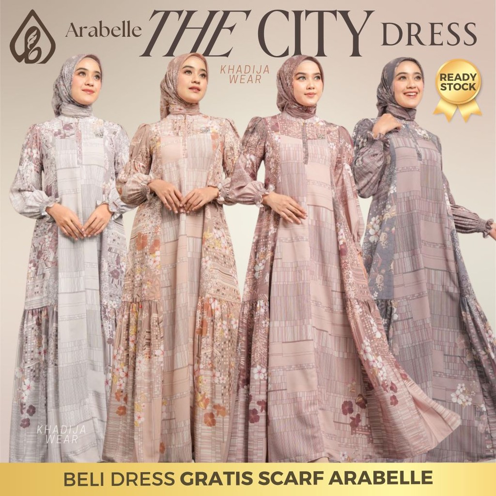 [FREE SCARF] THE CITY ARABELLE DRESS TERBARU SILK MEWAH ARABELE CITTY ARABELLA SILKY PREMIUM MOTIF